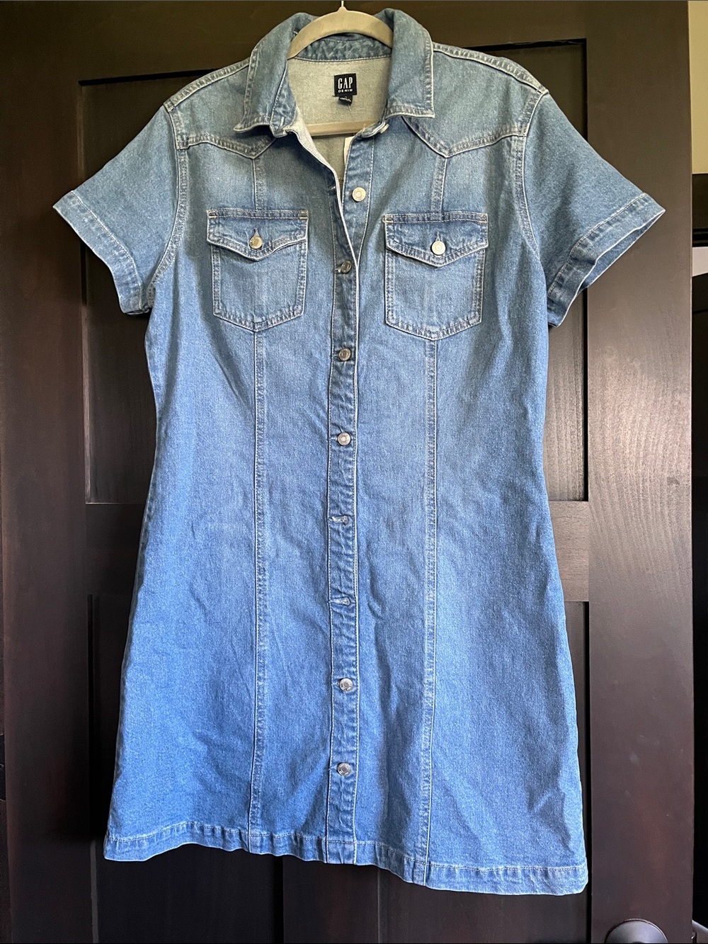 Gap Short Sleeve Western Denim Shirt Dress Size M